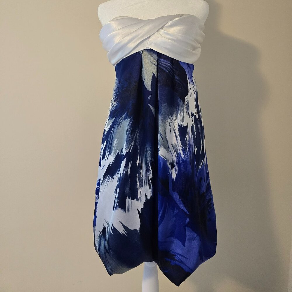 Jump Apparel Blue and White Strapless Puffy Dress